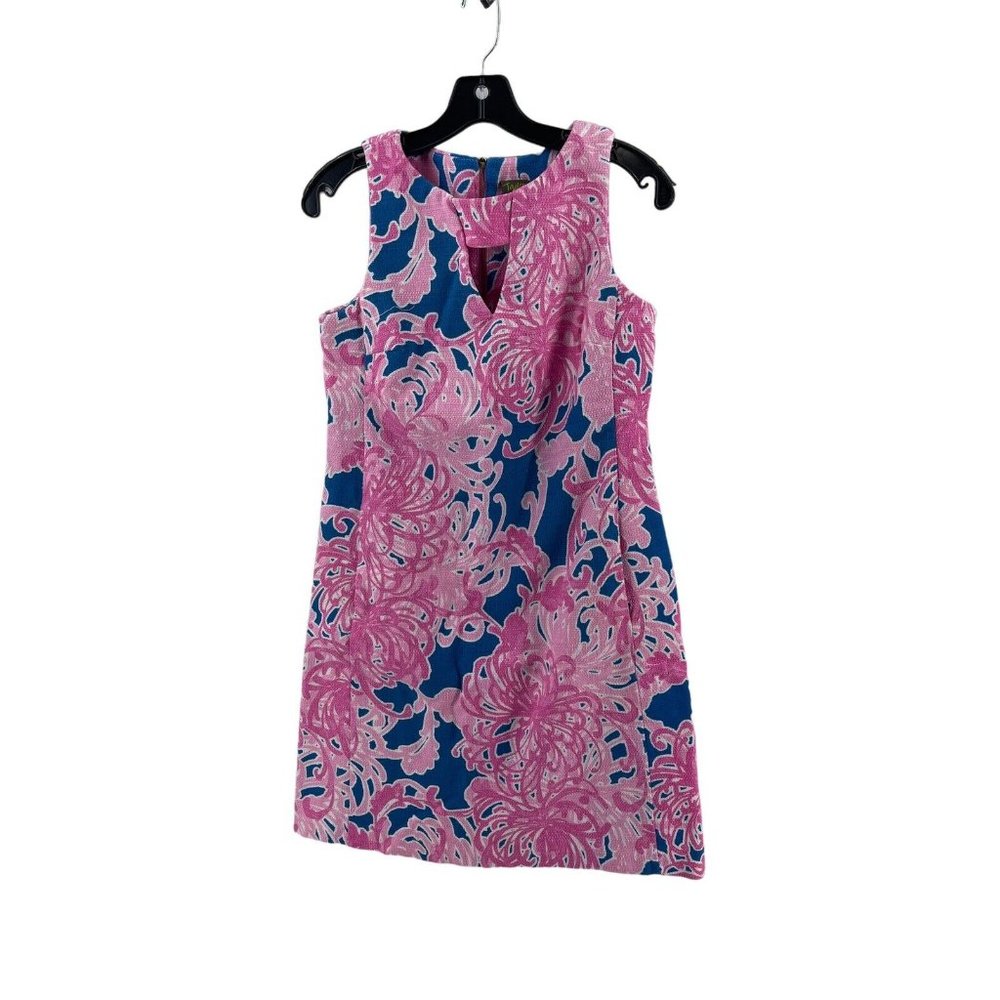 Taylor Women's Pink Blue Sleeveless Tropical Floral Pockets Dress Size 4 - Picture 2 of 15